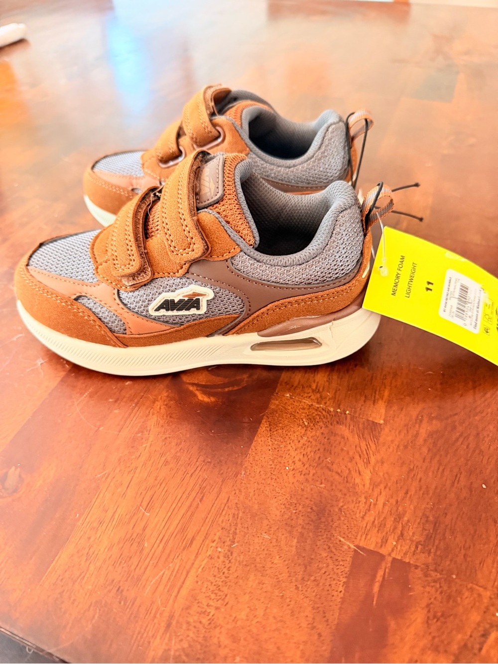 Avia Brown and Gray Kids Velcro Sneakers
